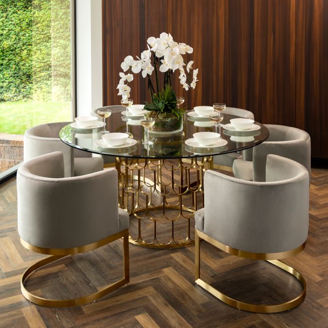 Pino 6-8 Seat Brass Dining Table - Image #0
