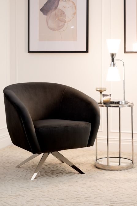 Brodie Chaise pivotante, base argent - Noir-view2
