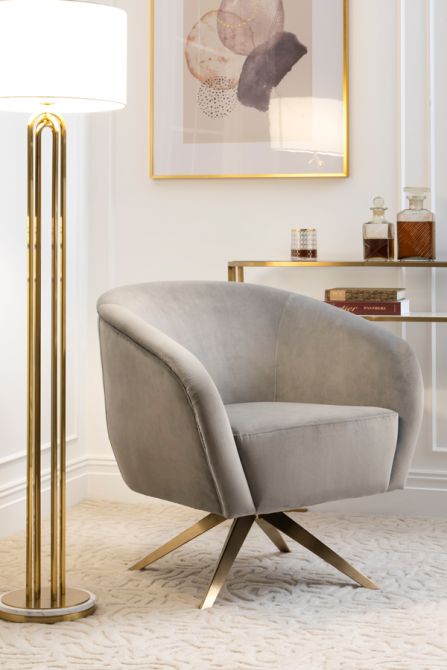 Brodie Drehsessel - Basis Messing - Taubengrau-view2