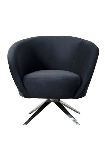 Brodie Chaise pivotante, base argent - Noir-view3