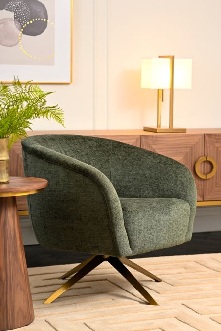 Brodie Drehstuhl – Waldgrün – Messinggestell-view2