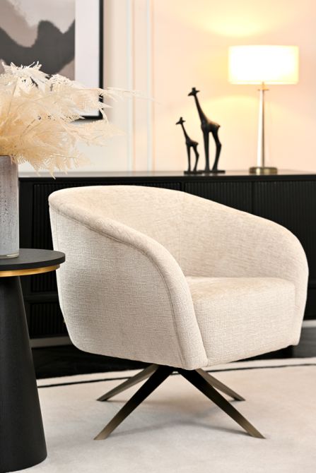 Brodie Swivel Chair – Light Taupe Chenille – Bronze Base-view2