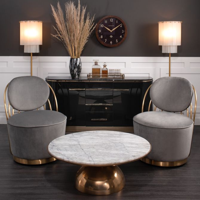 (ID:37096) Cascade LC-135 Occasional Swivel Chair -  - Dove Grey - Brass-view2
