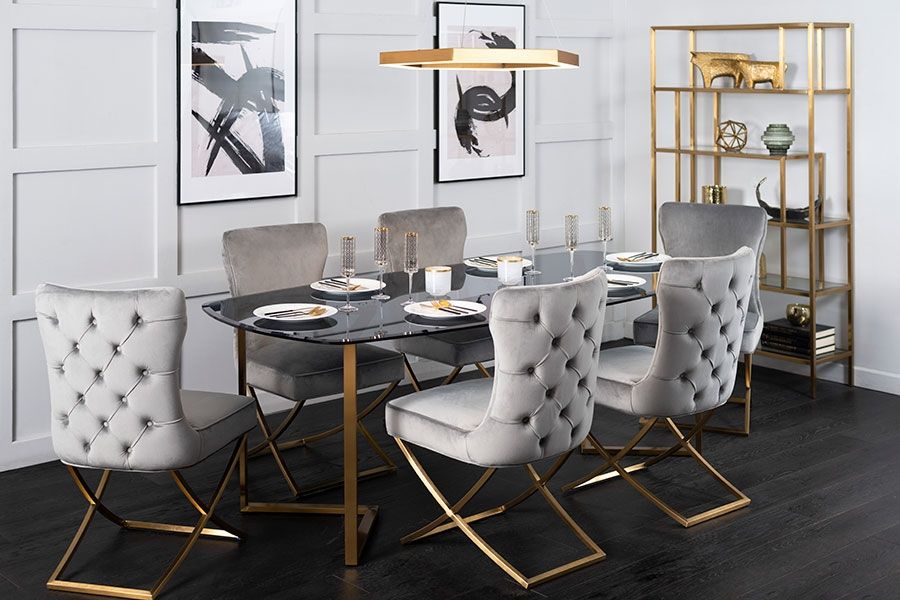 Chevron Brass Dining Table - Image #0