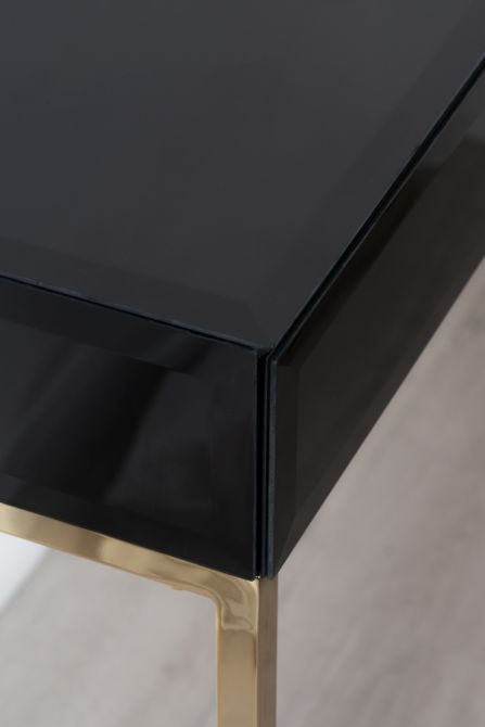  Lorenzo Toughened Black Glass Console Table - Image #0
