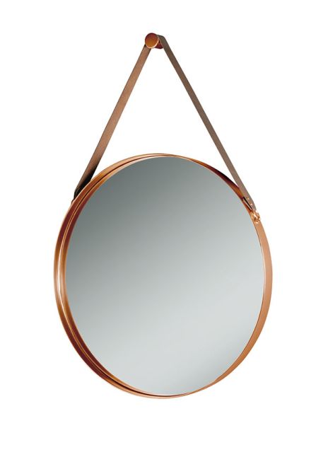 Dipre Wall Mirror Copper Contemporary Style With Leather Strap My Furniture - Copper Wall Mirror Uk
