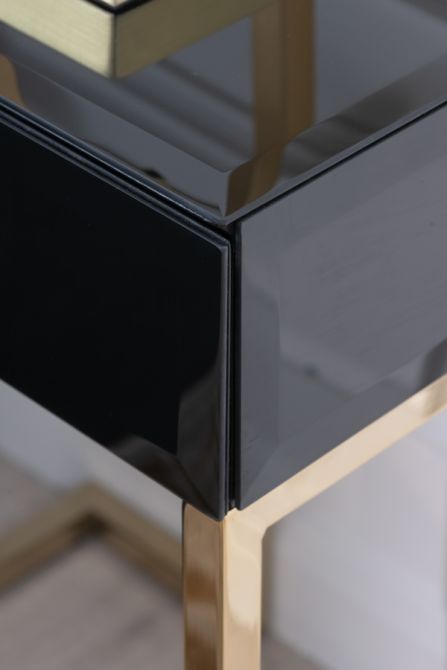 (ID:37434) Lorenzo (LO-31) -Black-Brass Bedside Table- -view3