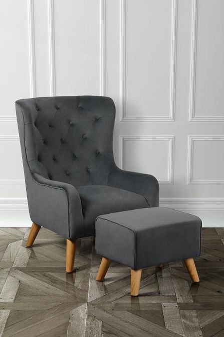 DORCHESTER gepolsterter Lounge-Sessel in dunklem Grau - Bild #0