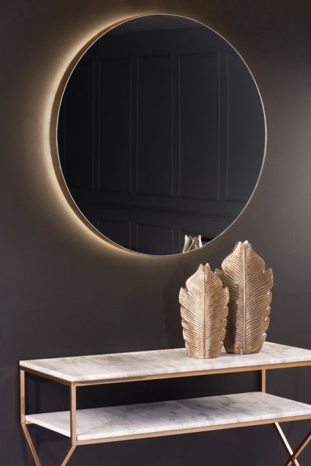 Eclipse - Espejo mural cromado champán iluminado - Imagen #0