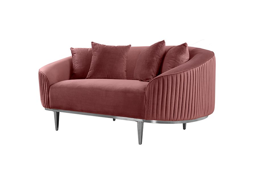 Ella 2-Sitzer Sofa - Chrom Basis - Zartrosa-view3