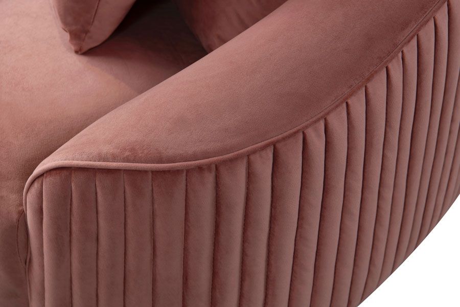 Ella Three Seat Sofa - Blush Pink - Brass Base - Image #0