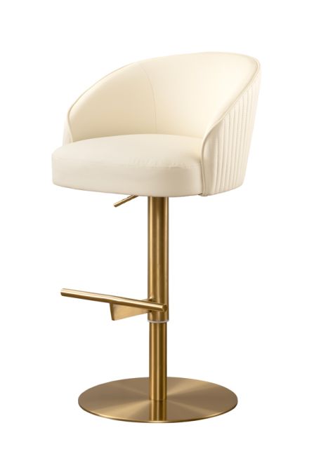 Ella Barkruk Crème Kunst Leer - Messing Onderstel-view2