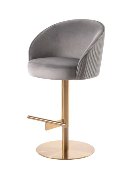 (ID:36548) Ella Bar Stool - LN-168 - Dove Grey with Brass base-view2