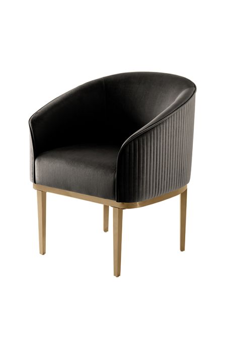 Ella Dining Chair - Black - Brass Base - Image #0
