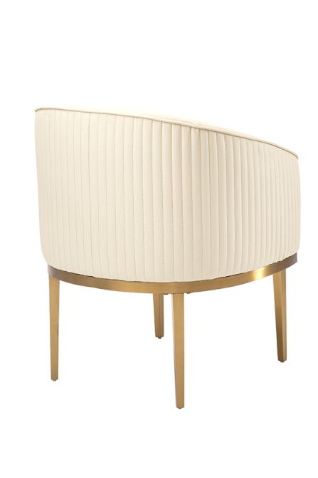 Ella Sedia da pranzo - Pelle Crema PU - Ottone-view3