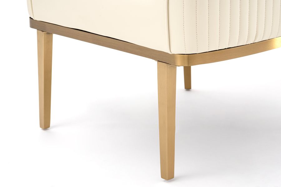 Ella Sedia da pranzo - Pelle Crema PU - Ottone-view5