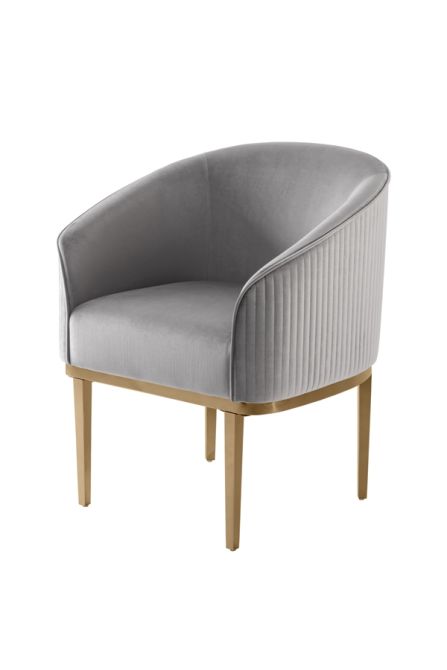Ella Dining Chair - Dove Grey - Brass Base - Image #0