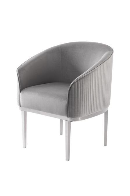 Ella Dining Chair - Dove Grey - Silver Base - Image #0