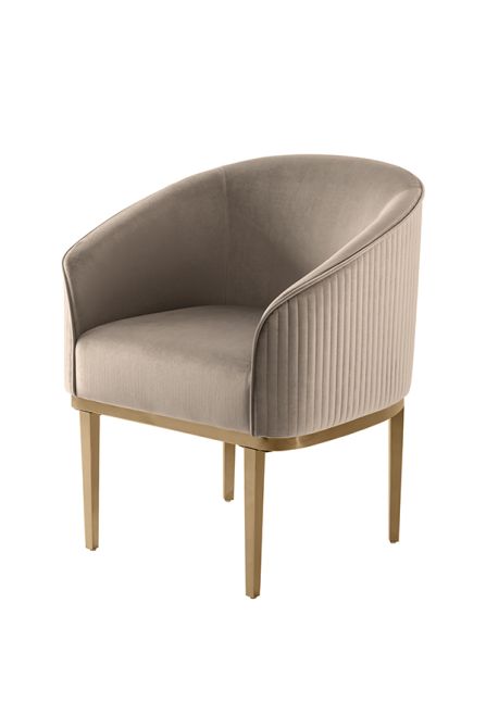 Ella Dining Chair - Taupe - Brass Base - Image #0