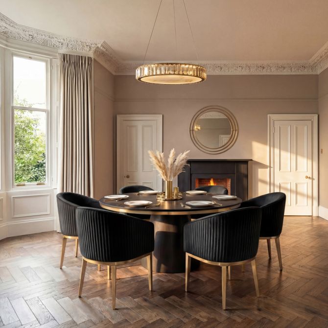 Ella Matstol - Svart - Ben i Mässing-view2