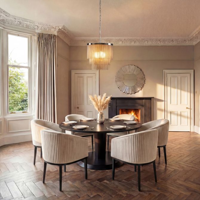 Ella Eetkamerstoel Krijtwit - Zwart Onderstel-view2