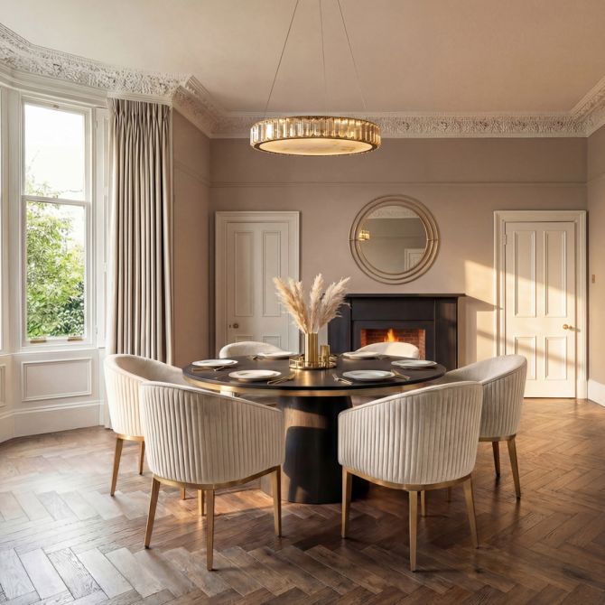 Ella Dining Chair - Chalk - Brass Base-view2