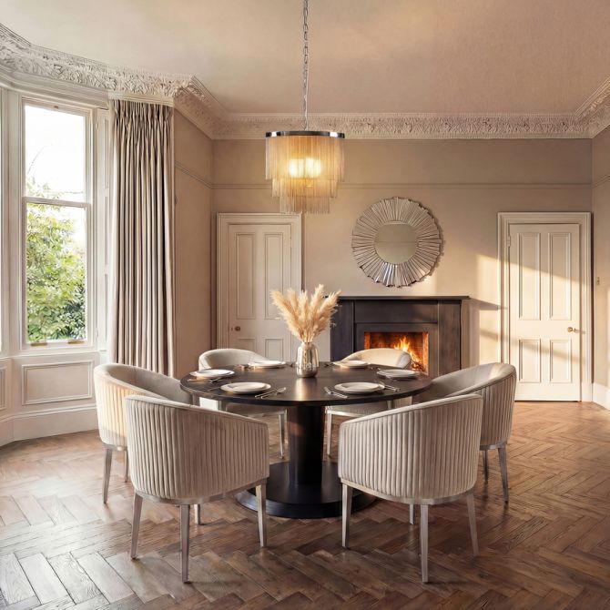 Ella Chaise de salle à manger, piétement argent - Craie-view2