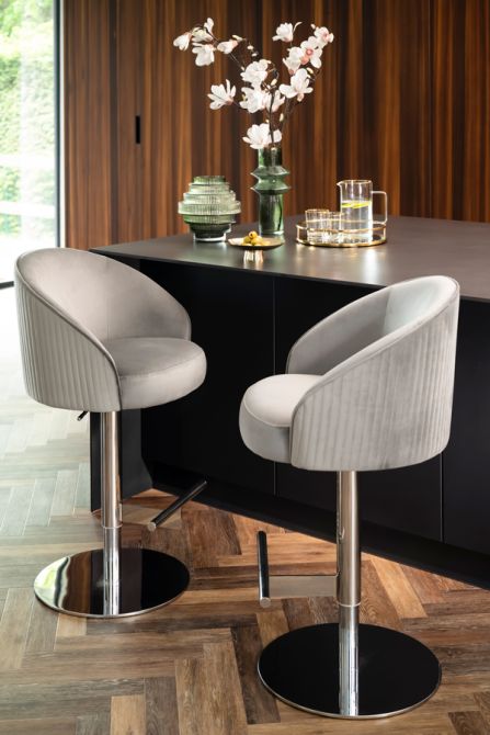 Ella Tabouret de bar, piétement argent - Gris colombe -view2