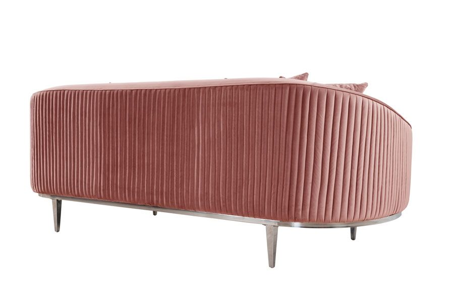 Ella Three Seat Sofa - Blush Pink - Polished chrome base - Image #0