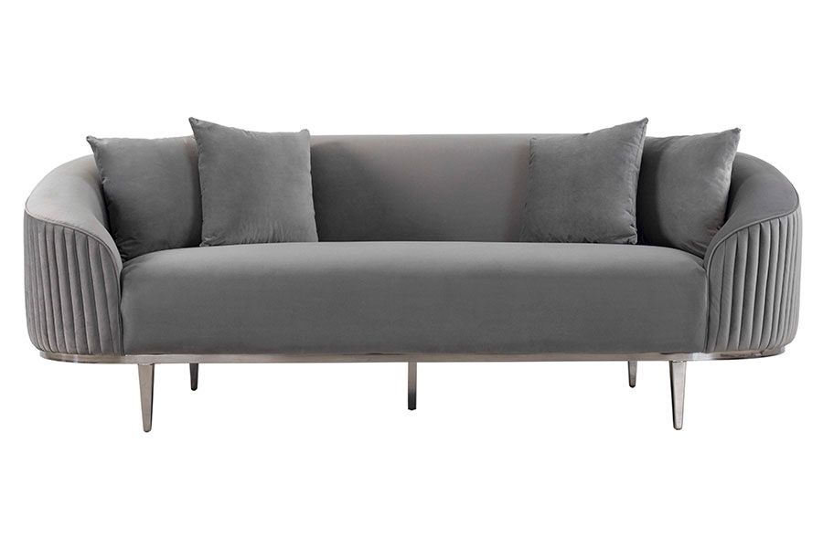 Ella Three Seat Sofa - Dove Grey -  Polished chrome base - Image #0