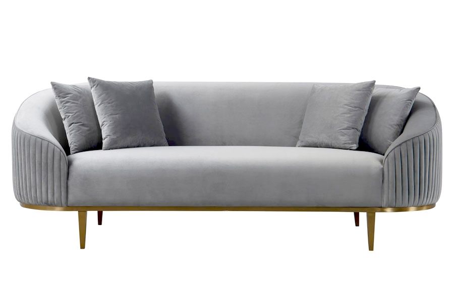 Ella Three Seat Sofa - Dove Grey - Brass base - Image #0