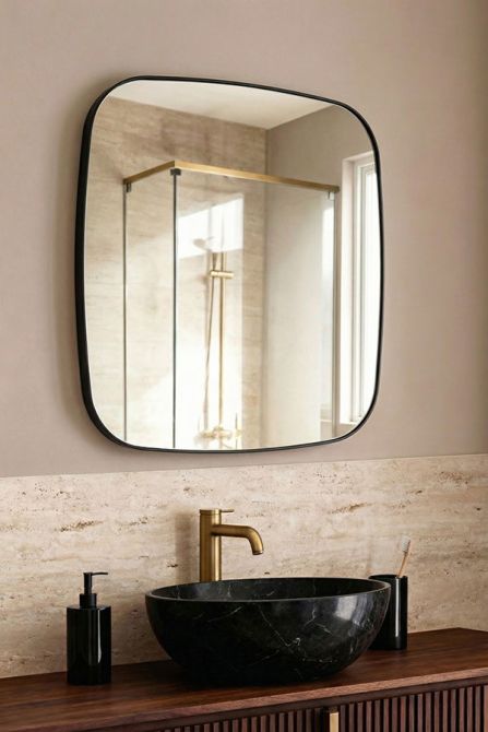 Emmerson Soft Square Mirror - Matt Black-view2