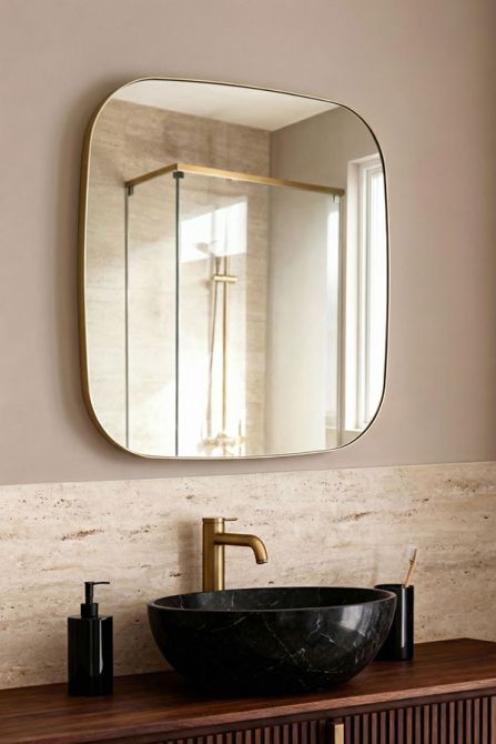 Emmerson Soft Square Mirror - Brushed Brass-view2