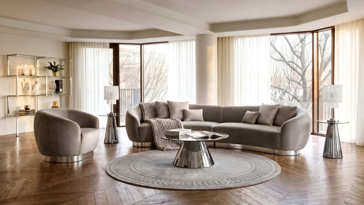 Equinox Divano a Sei posti - Grigio tortora - Cromo lucido-view3