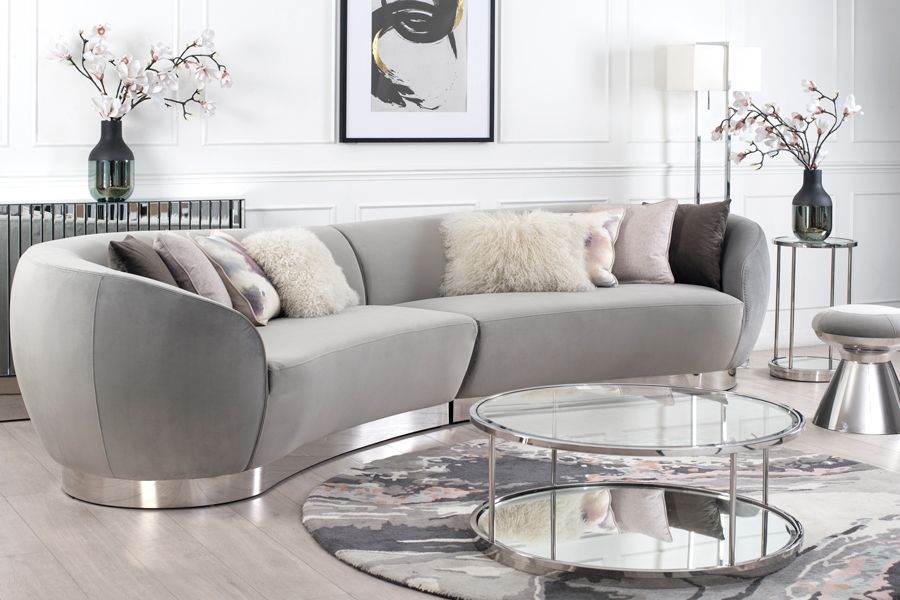 Equinox 6-Sitzer Sofa - Taubengrau  - Basis Chrom-view3