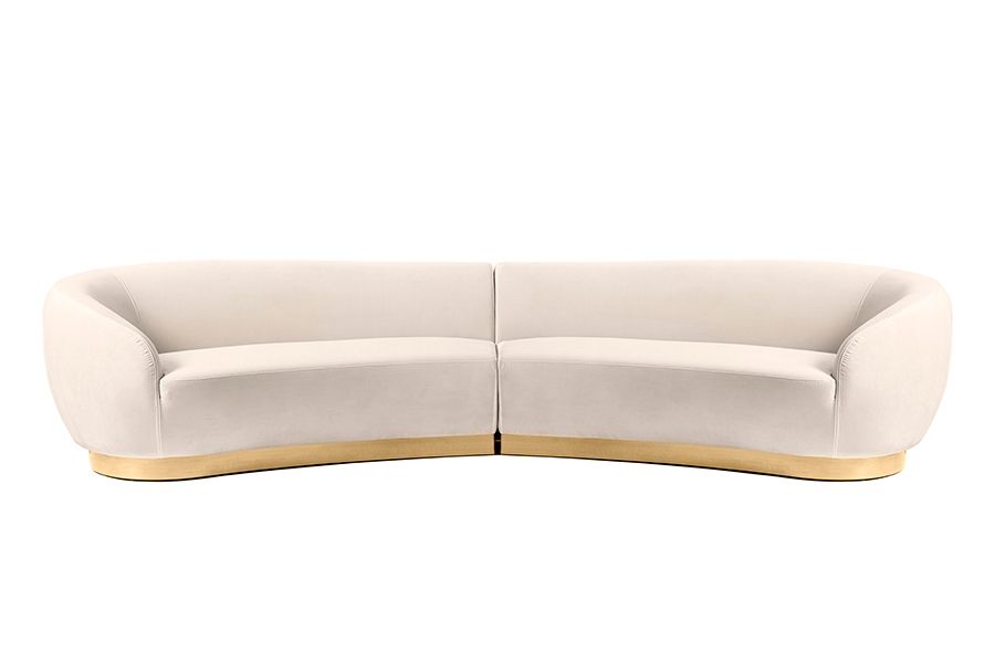 Equinox Six Seat Sofa – Chalk – Brushed Brass Base - Image #0