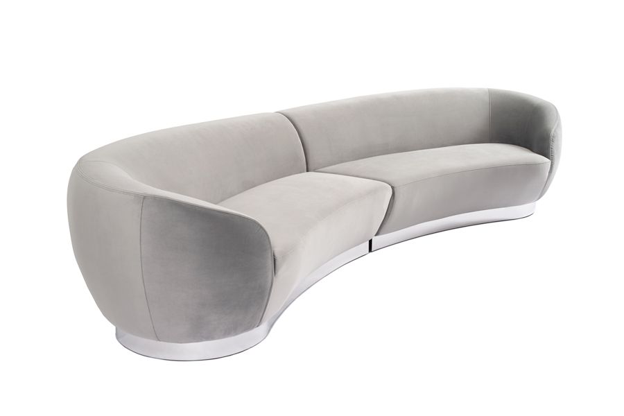 Equinox Six Seat Sofa – Dove Grey – Polished Chrome Base - Image #0