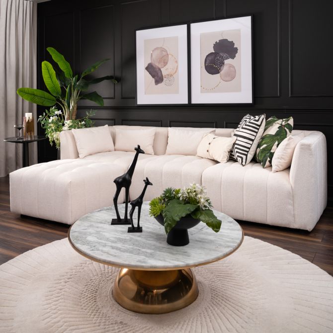 Essen Sofá rinconero de tres plazas - Marfil Chenilla-view2