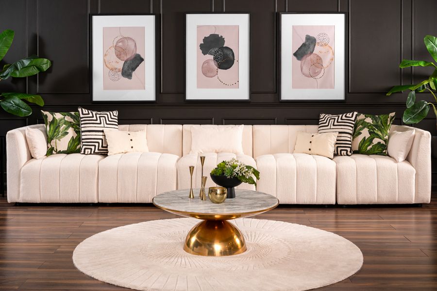 Essen Sofá rinconero de 5 plazas - Marfil Chenilla-view3