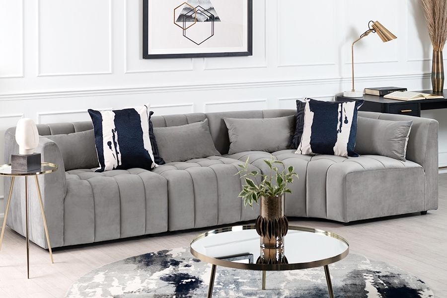 Essen Ecksofa Gebogen - Rechtsseitig - Taubengrau -view2