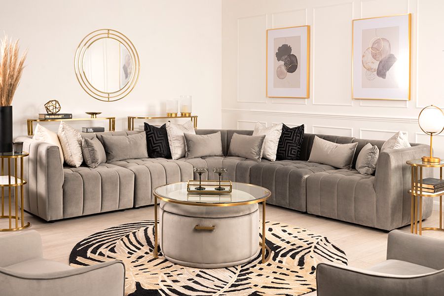 Essen Grosses Ecksofa – Taubengrau-view2