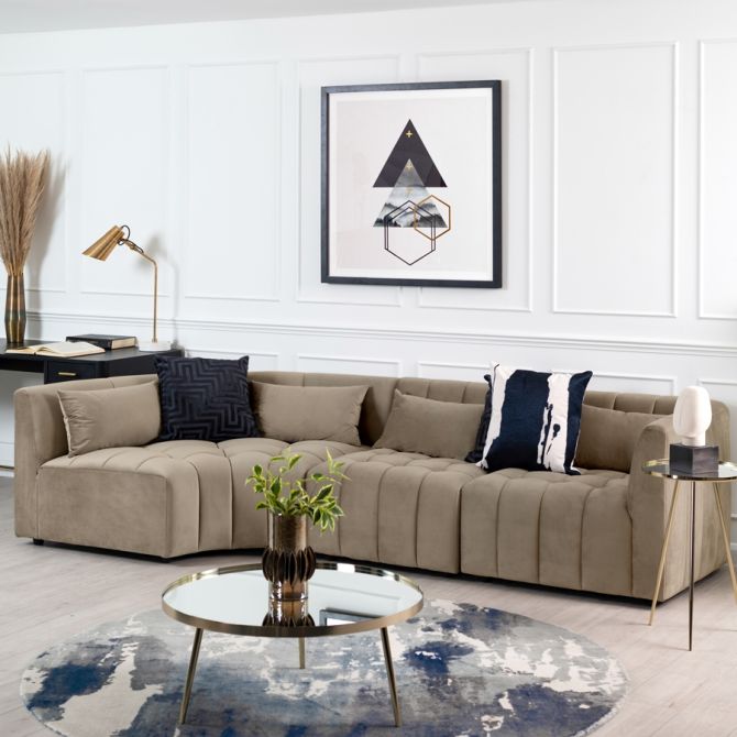 Essen Left Hand Curved Corner Sofa – Taupe - Image #0