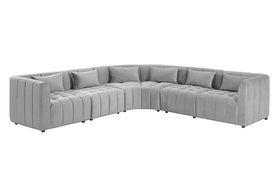 Grey tufted sale sectional couch