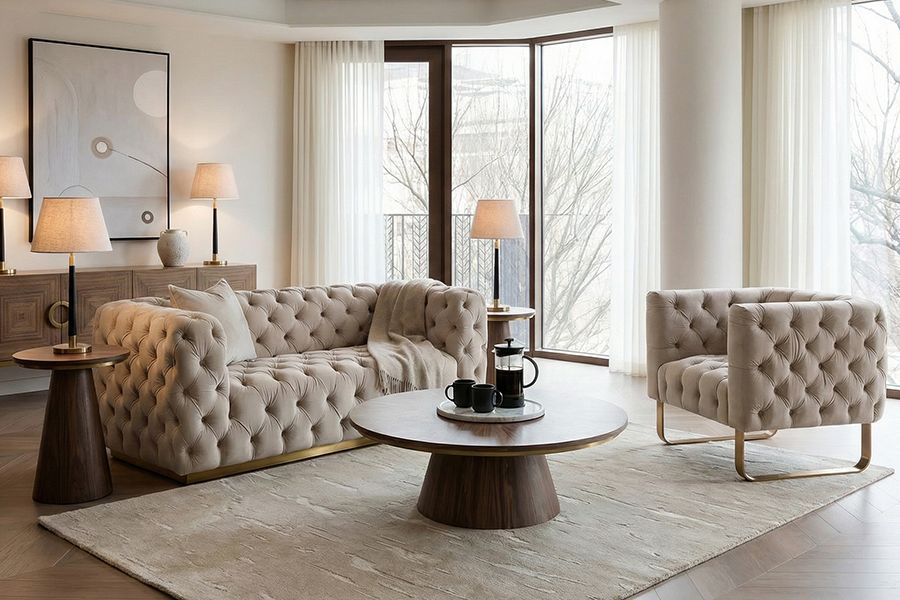 Frankfurt 2-sitssoffa - Taupe - Sockel i Mässing-view4