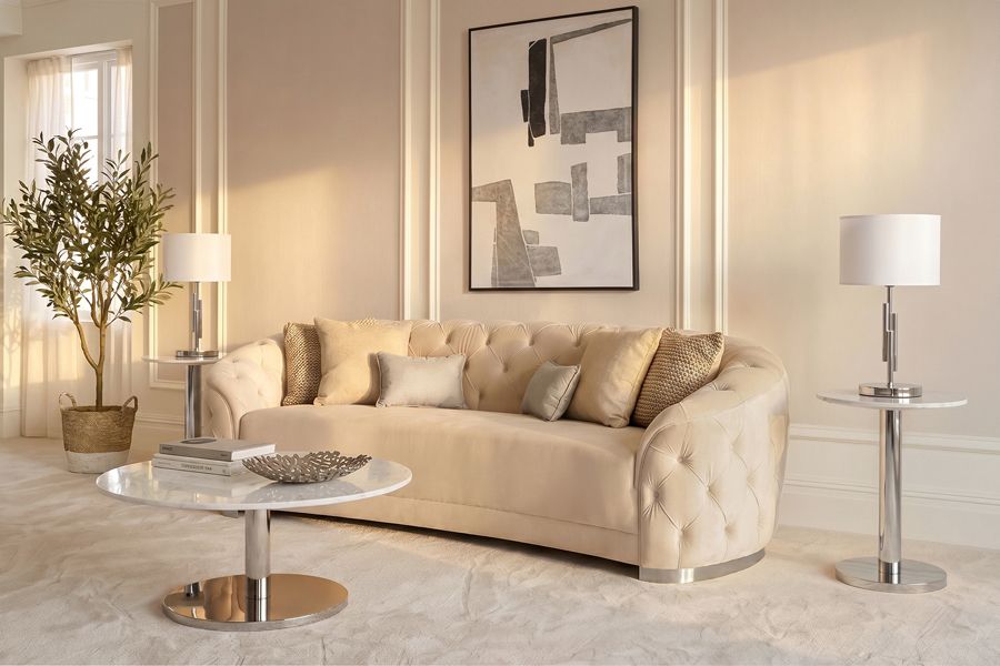 Fairfield 3-Sitzer Sofa – Kreideweiß – Basis Silber-view2