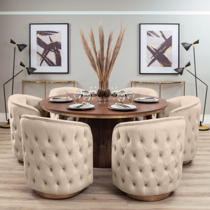Frankfurt Dining Chair – Chalk – Brass Base - Image #0