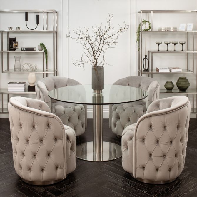 Chaise de salle à manger Frankfurt – gris colombe – base argent - Image #0