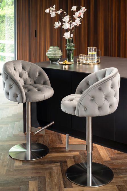 Frankfurt Bar Stool - Dove Grey - Silver base