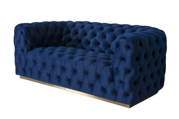 Frankfurt Canapé 2 places, base laiton - Bleu marine-view3