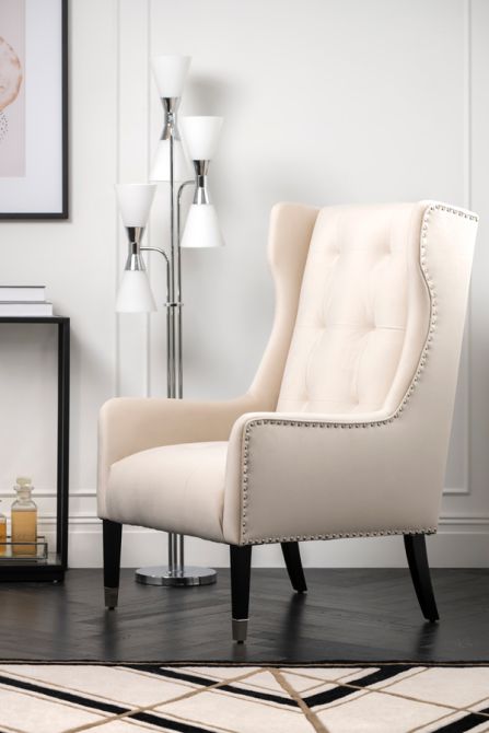 Grayson Fauteuil, finition argent – Craie-view3